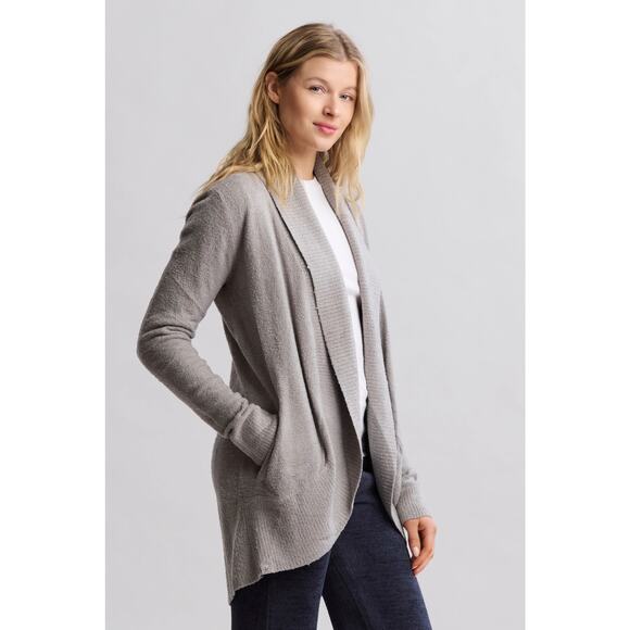 Barefoot Dreams CozyChic Lite Dove Gray Circle Cardi Sweater Cardigan Women L/XL - Picture 1 of 10